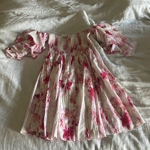 Misa pink and white off the shoulder dress